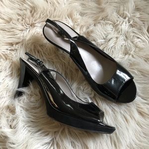Nine West black patent sling backs • Size 9